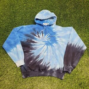 Colortone Spiral Tie-Dye Hoodie M/L 23x24 Baggy Crop Blue